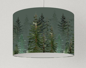 Lampenschirm Wald grün, Lampenschirm Landschaft, Deckenlampe grün, Lampenschirm Wohnzimmer Küche Wald