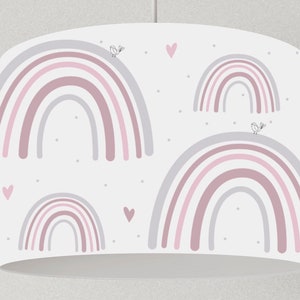 Lamp girl rainbow and hearts, lampshade dots children's room, children's room lamp ceiling children