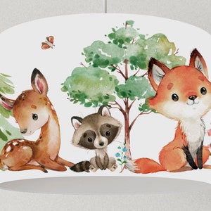 Lamp forest animals fox, lampshade ceiling, children's room lamp bear, raccoon, deer lamp, gift birthday children image 1