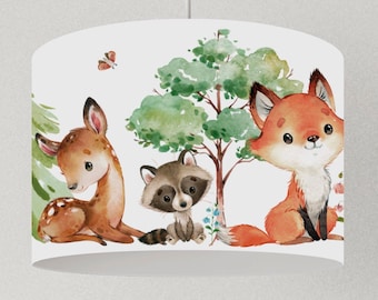 Lamp forest animals fox, lampshade ceiling, children's room lamp bear, raccoon, deer lamp, gift birthday children