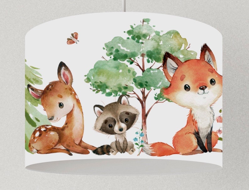 Lamp forest animals fox, lampshade ceiling, children's room lamp bear, raccoon, deer lamp, gift birthday children image 1