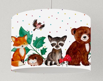 Lampshade forest, ceiling lamp children's room forest animals dots, lampshade ceiling, children's lamp fox and deer, children's room lamp forest