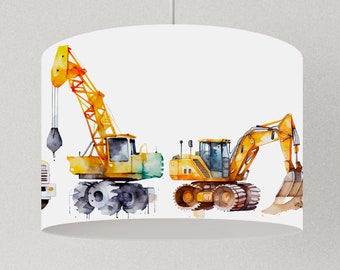 Children's lamp ceiling boys with excavator construction site vehicles, lampshade ceiling truck, children's room lamp boys