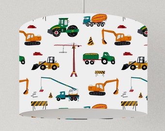 Lampshade tractor, lamp excavator construction site vehicles, lampshade ceiling truck, children's room lamp boys