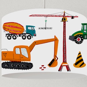 Handmade lampshade construction vehicles – ceiling lamp & table lamp for children&#39;s rooms, boys&#39; rooms, baby room decoration
