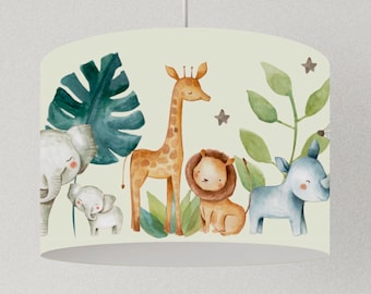 Lampenschirm Wildtiere, Kinderlampe Dschungel, Deckenlampe Elefant, Hängelampe Jungen, Lampenschirm Giraffe, Lampenschirm Tischlampe