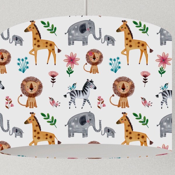 Lampe chambre d'enfant safari, lampe enfant animaux sauvages lion, plafonnier éléphant, lampe suspendue tigre, abat-jour girafe, abat-jour jungle