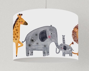 Lampe Kinderzimmer Safari, Kinderlampe Wildtiere Löwe, Deckenlampe Elefant, Hängelampe Kinder, Lampenschirm Giraffe, Lampenschirm Dschungel