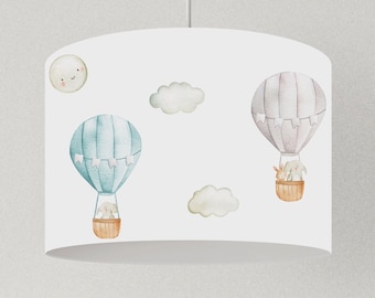 Lamp children's room animals with hot air balloons, lampshade baby children's room, lampshade floor lamp