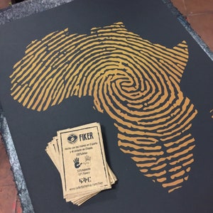 Manuelles Siebdruckbogen Karte von Afrika Fußabdruck