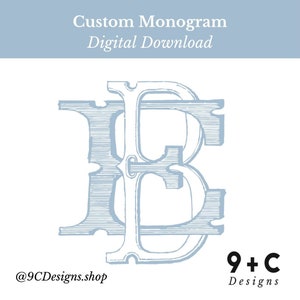Download digital de monograma personalizado, antigo, clássico, vintage, monograma interligado, monograma de casamento, monograma de duas letras,