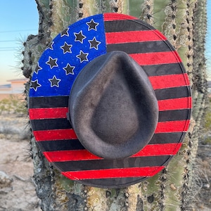 American Flag Painted Cowboy Hat – Hand Painted Patriotic Western Hat, USA Pride Cowgirl Hat, 4th of July Rodeo Hat, Festival Accessory