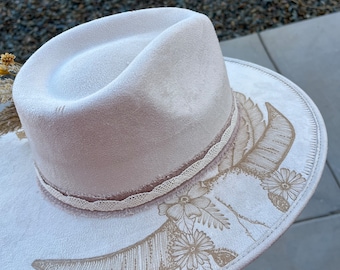 Ivory Suede Wide Brim Western Fedora Rancher Hat NWT FLUFFY SENSE. Big Wide Brim Fedora Hat for Women - Nashville  main image 4