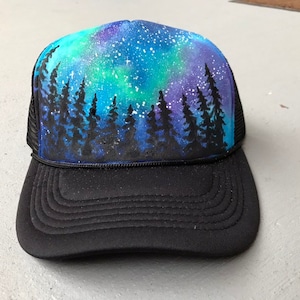 Galaxy tree hat / painted snapback / custom trucker hat