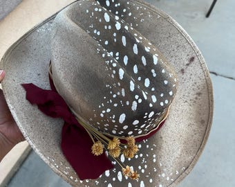 Deer fawn painted cowboy hat western cattleman’s style