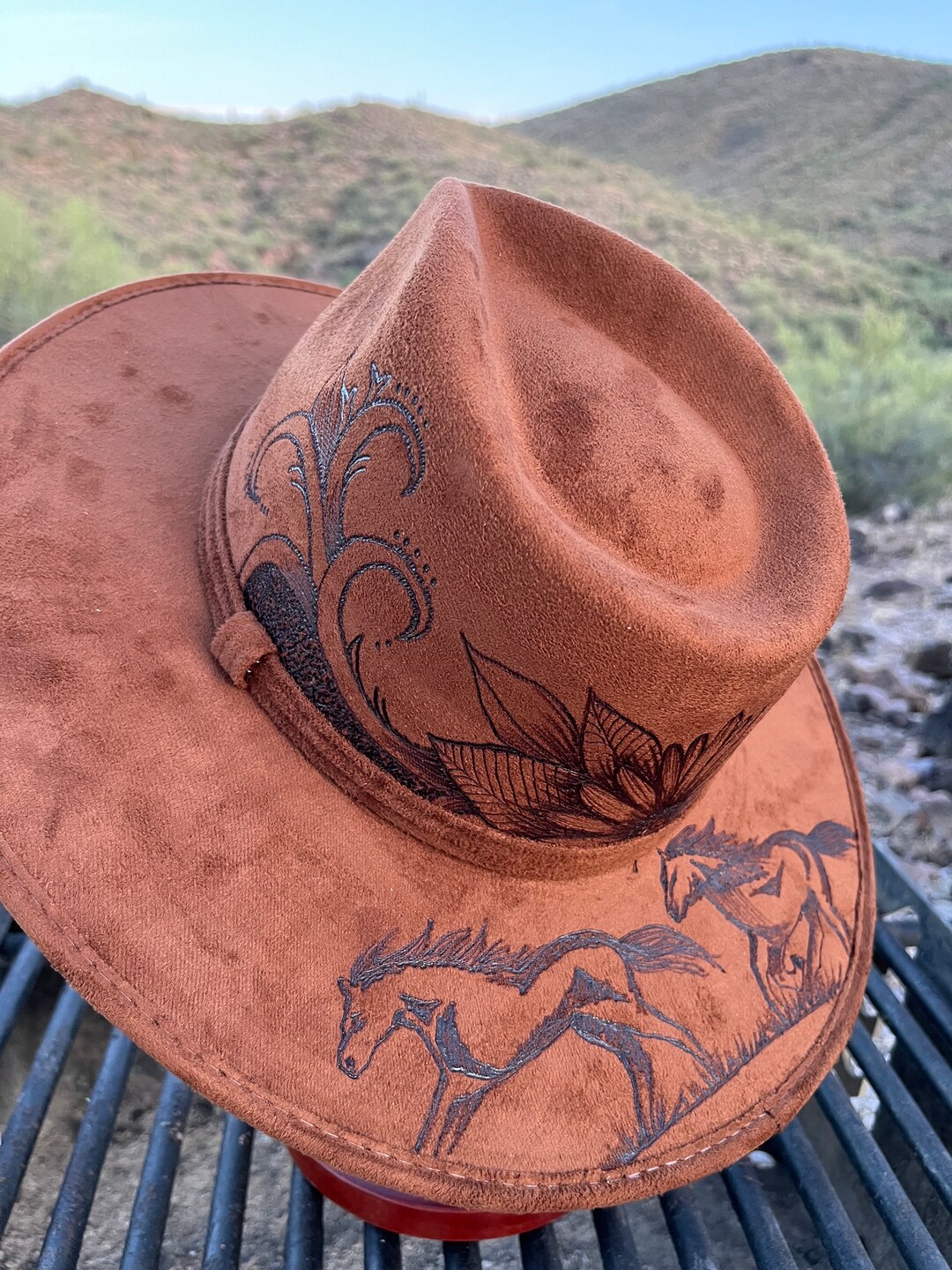 Western Wild Horses Burned Hat Cowboy Hat Cowboy Hat Ladies Western Hat