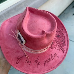 I’m the problem Morgan wallen dusty rose burned hat cowboy hat Ladies western explorer  hat wedding hat Wide brim fedora