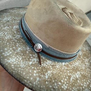 Deer fawn  hand burned beige western cowboy hat wide brim