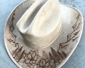 Deer Fawn Cowboy Hat Hand Painted Western Boho Style - Etsy display picture 1