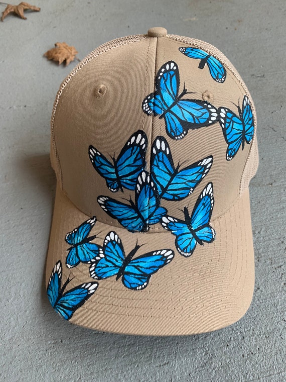 Custom Butterfly Blue Monarchs / Painted Snapback / One of a | Etsy
