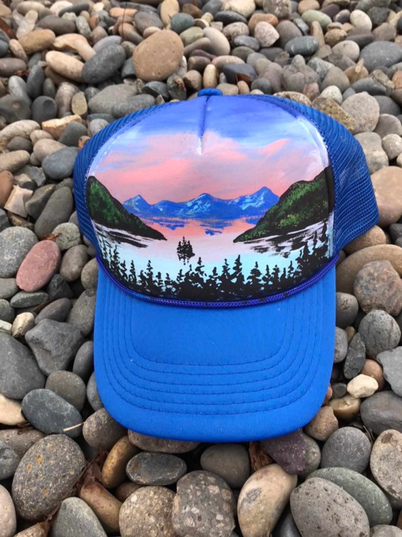 Lake Tahoe hat / handpainted snapback / custom trucker hat Etsy