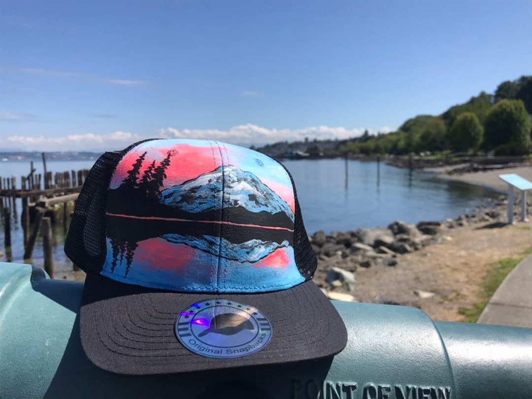 Mt Rainer Hat Custom Painted Hat One of a Kind Bittersweet Canvas - Etsy