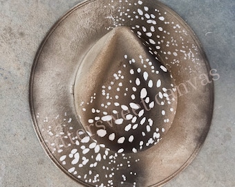 Deer fawn cowboy hat hand painted western boho style