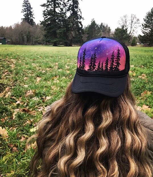 Custom painted trucker hat! Lake Tahoe Hat / Emerald Bay / Custom Trucker Hat / Painted  main image 4