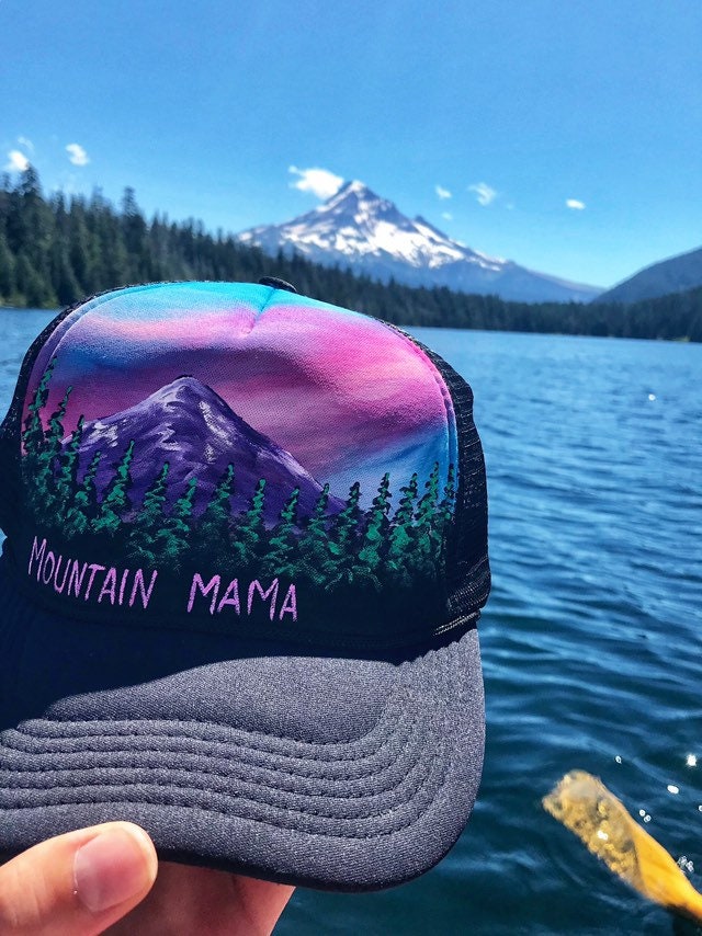 Mountain Mama Hat / Painted Snapback 