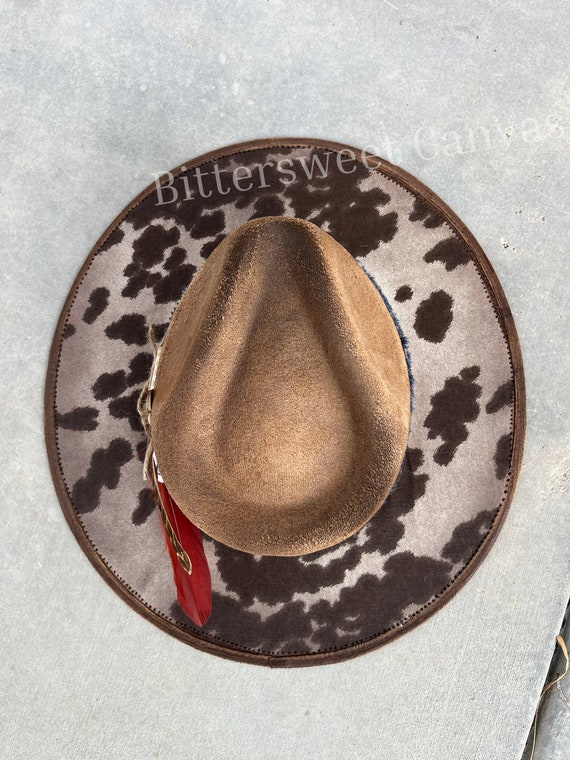 Distressed Cowhide Rancher Hat Western Wide Brim Style  display picture 3