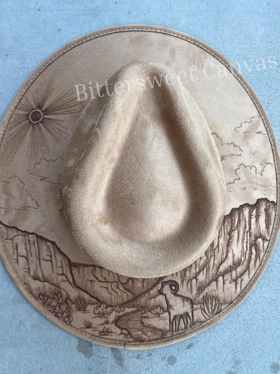 Grand Canyon National Park Hand Burned Western Cowboy Hat  display picture 1