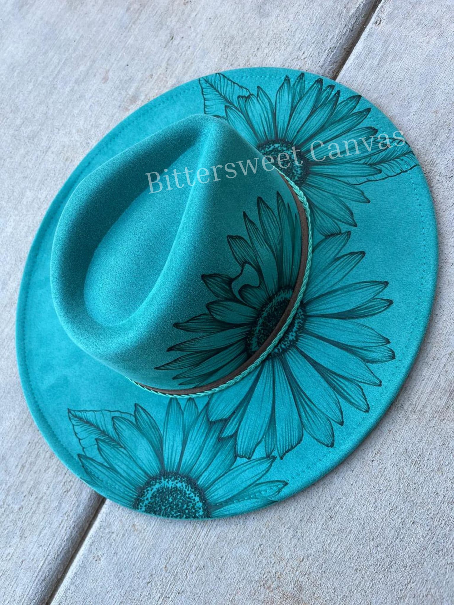 Chic Hand-Burned Floral Felt Hat with Turquoise FullSizeRender_ffd41058-fa9f-  main image 2