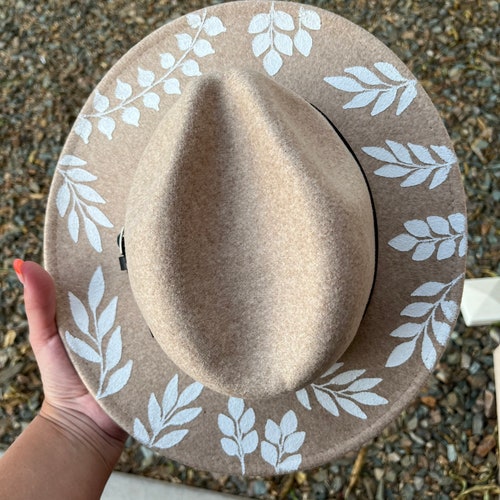 Custom White Floral Hat Personalized Rancher Hat Wide Brim Etsy