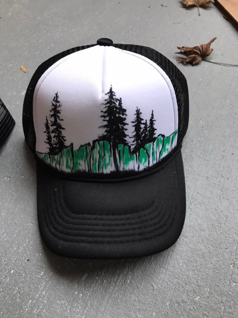 Painted tree hat custom snapback one of a kind bittersweet canvas