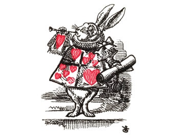 Tenniel White Rabbit maschinenstickdatei in 3 Größen und 9 Stich-Dateien.