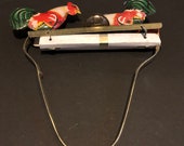 Vintage Tin Plate Toy, Hens Eating Tin Plate Mechanical Toy, Hand Held Toy - 1970