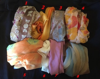 Lot of Eight Vintage Scarves Made in Italy - 1970