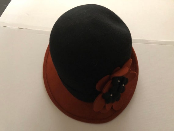 Vintage Hat, Wool Felt Hat, Handmade, Maroon and B