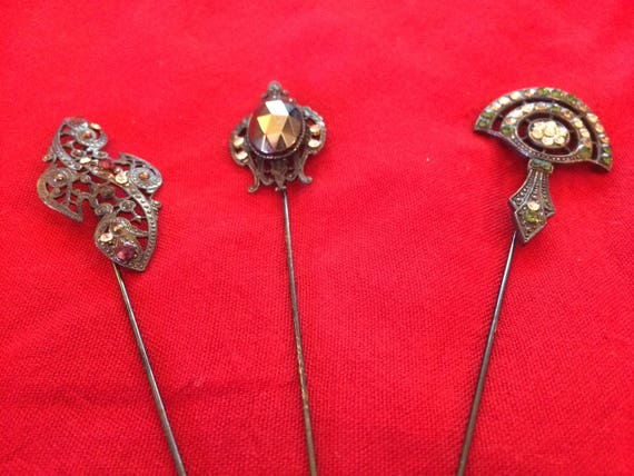 Three Vintage Hat/Scarf Pins - 1940