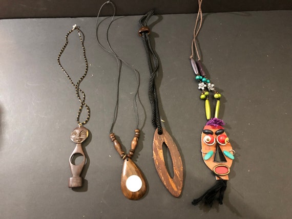 Vintage Lot of Four African Necklaces, Ethnic Neck