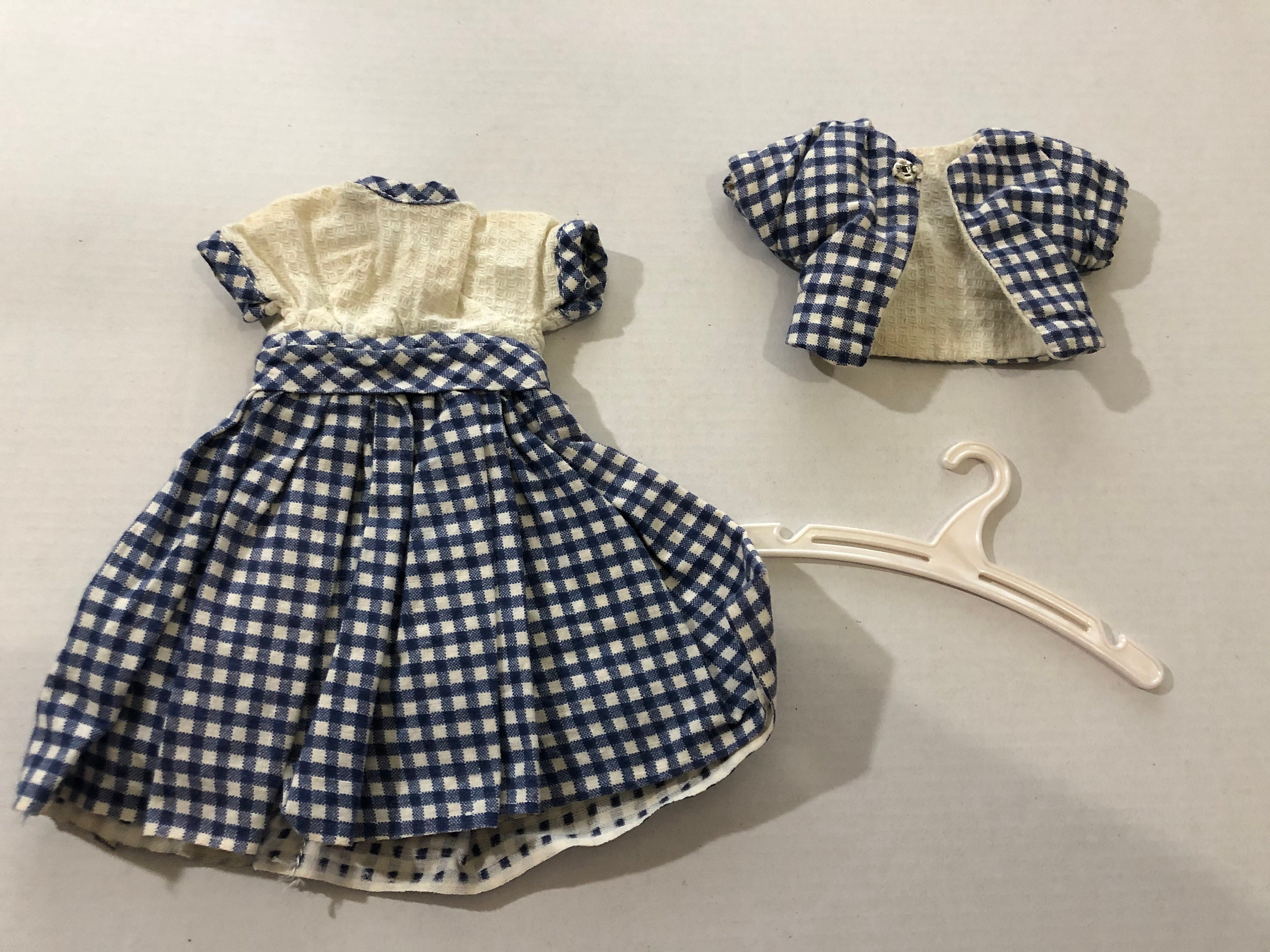 Vintage Doll Dress Cotton Doll Dress Blue and White Plaid Etsy