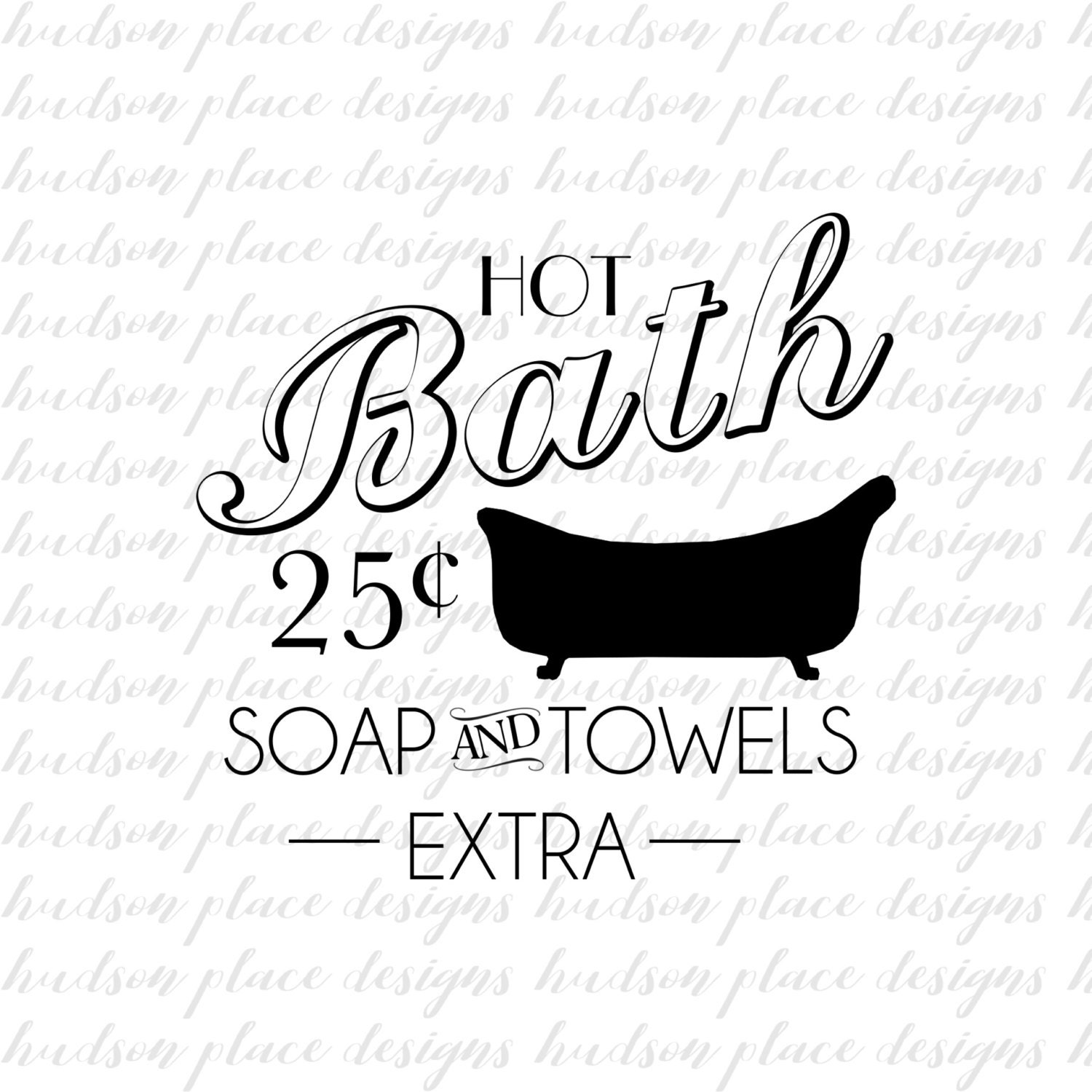 Vintage Bathroom Sign .svg File .png File .pdf File Bathroom Etsy