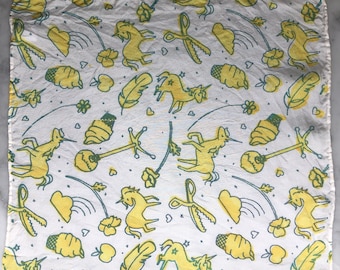 Hand printed 11&quot; silk habotai hankie