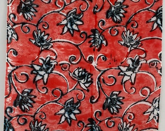 Hand printed 11&quot; silk habotai hankie
