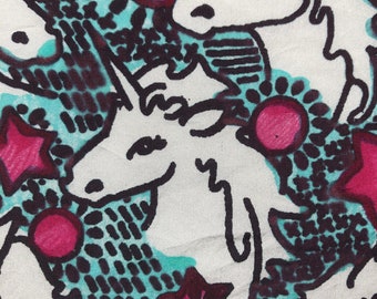 Hand printed 11&quot; silk habotai hankie