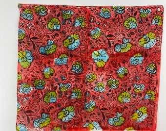 Hand printed 11&quot; silk habotai hankie