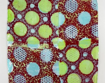 Hand printed 11&quot; silk habotai hankie