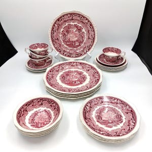 Vintage Mason&#39;s Vista Pink Table Settings