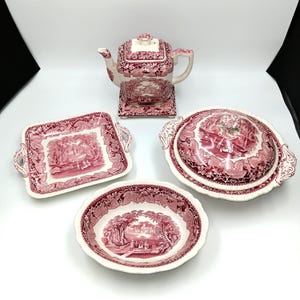 Vintage Mason's Vista Pink Ironstone, Accessory Pieces