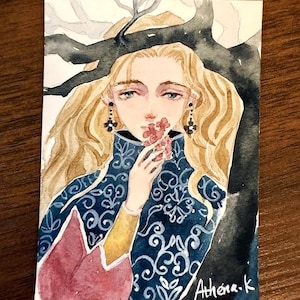 Tarjeta ACEO- ORIGINAL-acuarela-invierno